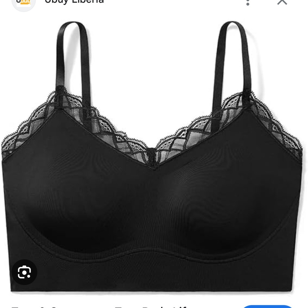 True & Co. black lace triangle bralette